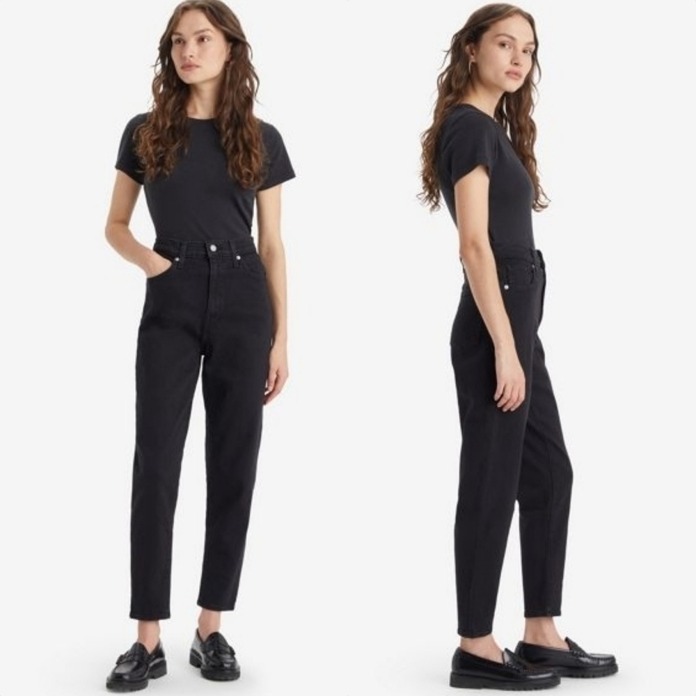 Levi's High Waisted Mom Jeans in Black Cotton and Hemp Size 30 NWT